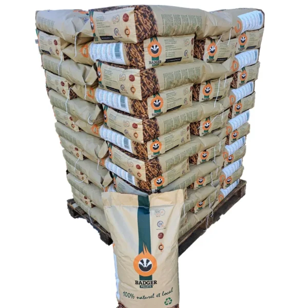 Granulés de bois BADGER – Palette de 65 sacs de 15 kg